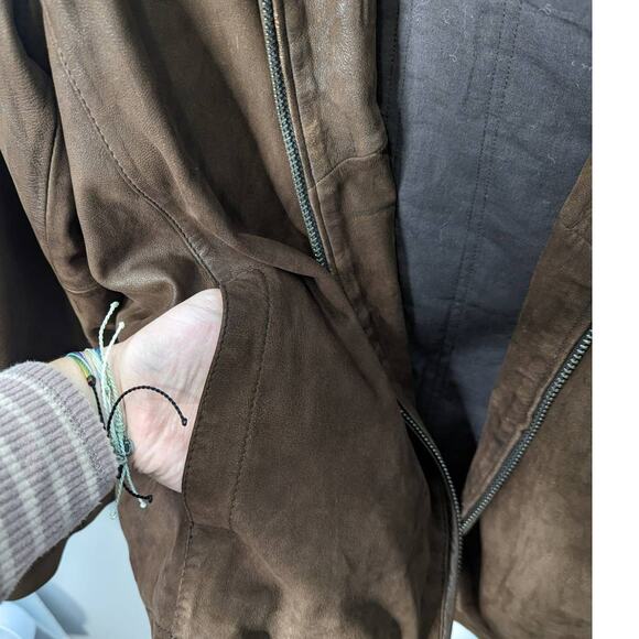 Vintage 90's R&O Reilly Olmes Brown Nubuck Leather Bomber Jacket Men's Size XL - Picture 12 of 15